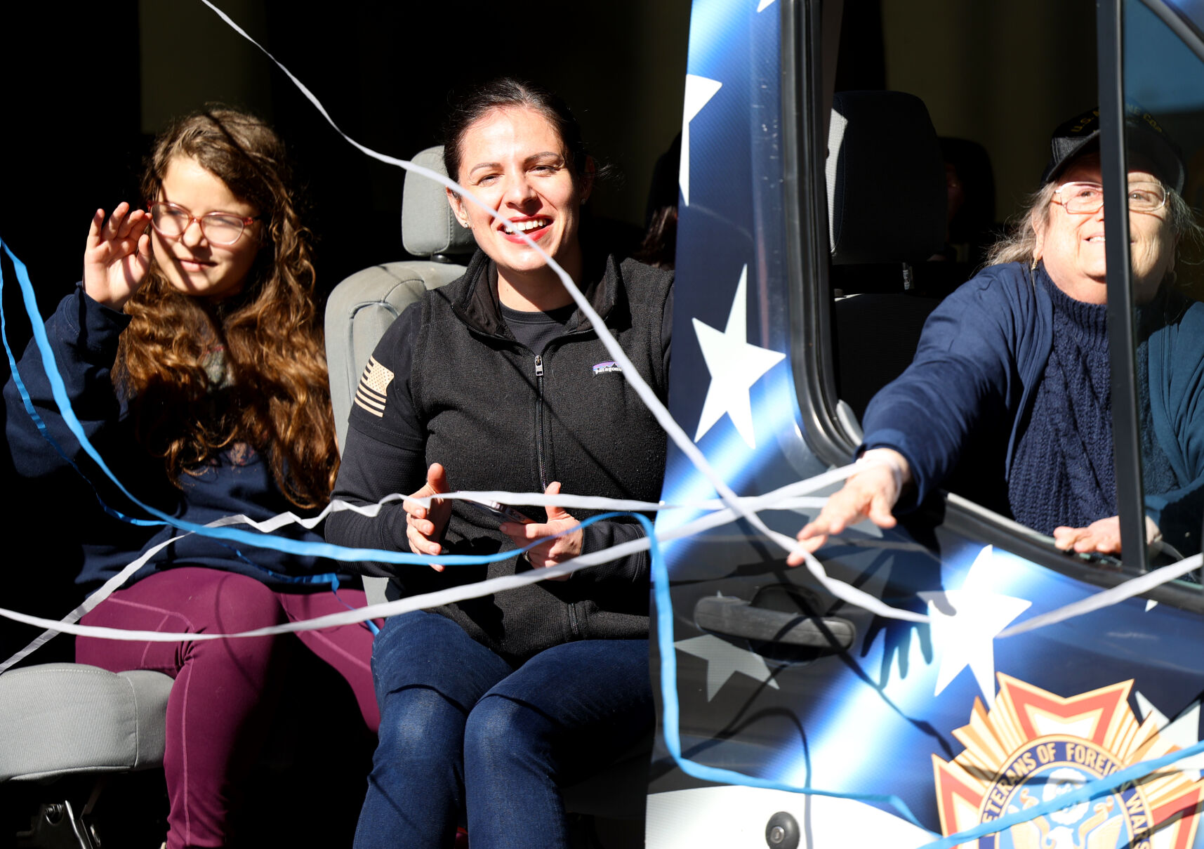 Streamers fall down at Veterans Day Parade.JPG